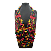 COLORFUL SQUARE WOOD MULTI LAYER NECKLACE_CWMM4859