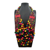 COLORFUL SQUARE WOOD MULTI LAYER NECKLACE_CWMM4859