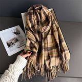 Vintage Plaid Winter Cashmere Feel Tassel Scarf_Cwasc03261