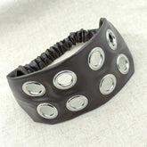 PU LEATHER WIDE PUNK HEADWRAP WITH METAL STUDS_CWAHA6308