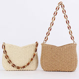 FASHIONABLE AND SIMPLE SOLID COLOR STRAW BAG_CWAB4702