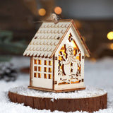 Wooden Christmas House Light Tree Ornament Gift_Cwmm9758