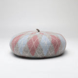 PLAID BERET THICKENED WARM CONTRAST PAINTER HAT_CWAH1098