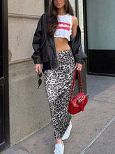 Split High-Waisted Leopard Print Hip Wrap Skirt