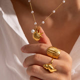 OCEAN SERIES PEARL STARFISH SHELL NECKLACE_CWAJE1366