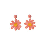 Vacation Style Raffia Woven Flower Earrings