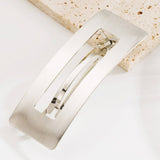 MINIMALIST METAL BOW HOLLOW RECTANGLE SPRING CLIP_CWAHA6212