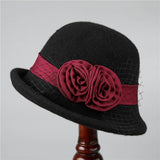 AUTUMN AND WINTER WARM FLOWER CURLED BUCKET HAT_CWAH1796