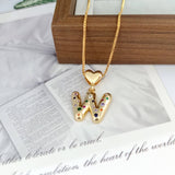 COLORFUL ZIRCONIA HEART LETTER PENDANT NECKLACE_CWMM5875
