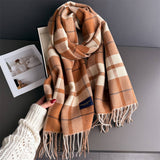 Fresh Plaid Cashmere Feel Tassel Scarf Wrap_Cwasc03245