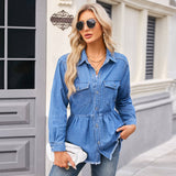 Washed Denim Shirt With Raw Edge