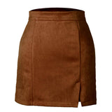 SUEDE HIP HUGGING MINISKIRT HIGH WAIST ZIPPER SKIRT_CWAB4796