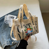 CASUAL PRINTED LETTER CANVAS BAG_CWAB2674
