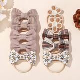 DOUBLE BOW HAIR CLIPS SET WITH PEARLS FOR GIRLS_CWAHA6736