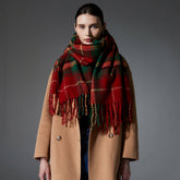 CHRISTMAS PLAID SCARF RED GREEN WINTER WRAP_CWASC1275