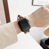 IWATCH9 1 TIBETAN SILVER DENIM LEATHER STRAP_CWWW0069