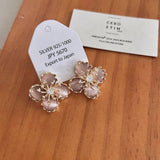 CATS EYE STONE FLOWER EARRINGS_CWAJE1284