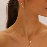 COPPER GOLD FRESHWATER PEARL PIN EARRINGS_CWAJE5098