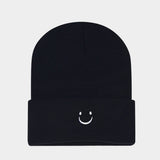 LITTLE SMILEY FACE SIMPLE EMBROIDERED KNITTED HAT_CWAH2070