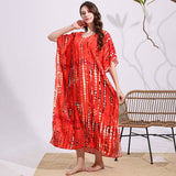 Tie-Dye Cotton Blend Beach Cover-Up Robe_Cwmm6142
