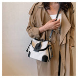 CANVAS CONTRAST BUCKET BAG SHOULDER BAG_CWAB1589