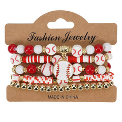 Cwmm10454_Baseball Game Day Charm Elastic Bracelet Set