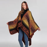 Vintage Jacquard Warm Scarf Slit Hooded Cape_Cwasc2268