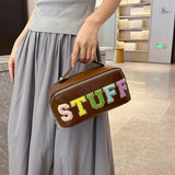 NEW FASHION CREATIVE LETTER FLAT PU COSMETIC BAG_CWAB4449