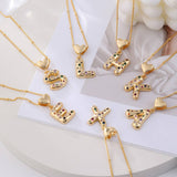 COLORFUL ZIRCONIA HEART LETTER PENDANT NECKLACE_CWMM5875