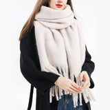 Wool Knit Scarfthick Long Solid Winter Wrap_Cwasc0166