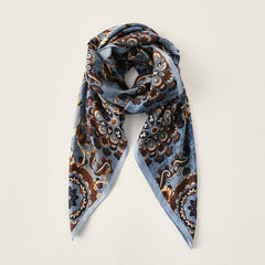 FLOWER PRINT SMALL NECK SILK SCARF SQUARE SCARVES_CWASC0235