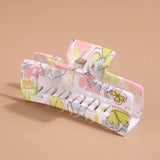 FLORAL PRINT PLASTIC HAIR CLAW SUMMER SHARK CLIP_CWAHA0480