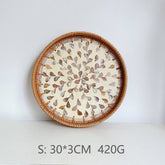 RATTAN FRUIT PLATE TEA ROOM SHELLBASKET ROUND PLATE_CWMM4495