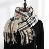 PLAID FAUX CASHMERE SCARF SWEET MID LENGTH WRAP_CWASC0190