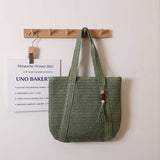 SOLID COLOR ONE SHOULDER BEACH STRAW BAG_CWAB1866