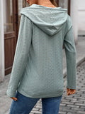 Solid-Color Hooded Long-Sleeved Sweatshirt