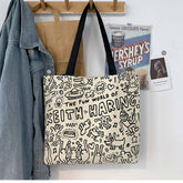 Tote Bags Canvas With Cute Letter Print_Cwab2039