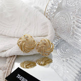 HIGH END VINTAGE GOLD BRAIDED EARRINGS_CWAJE1637