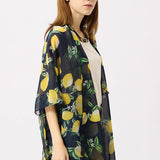 LEMON PRINT OPEN FRONT KIMONO CARDIGAN FOR SUMMER_CWASC0794
