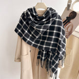 Warm Plaid Wrap Scarf With Soft Fringe Trim_Cwasc2747