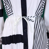 PRINTED PLEATED FASHION TIE CASUAL PLUS SIZE DRESS_CWDSD6160