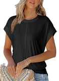 Womens Fashion Pleated Side Raglan Sleeve Tee