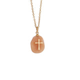 Women Natural Stone Cross Necklace