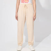 Solid Color Lace-Up High-Waisted Wide-Leg Pants