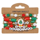 Cwmm10448_Christmas Charm Beaded Bracelet Snowman Tree Gift
