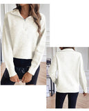 Solid Color Hoodie Loose Zip-Up Pullover Sweater