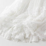 White Heavy Lace Splicing Irregular Mesh Skirt_Cwbms0286