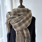 PLAID TASSEL SCARF FOR WOMEN RETRO WINTER WARMTH_CWASC1454