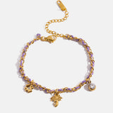 ROMANTIC 18K GOLD CLOVER PALM CHARM BRACELET_CWAJE4813
