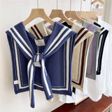 DOUBLE ROW STRIPED FRAME KNITTED SHAWL_CWASC0846